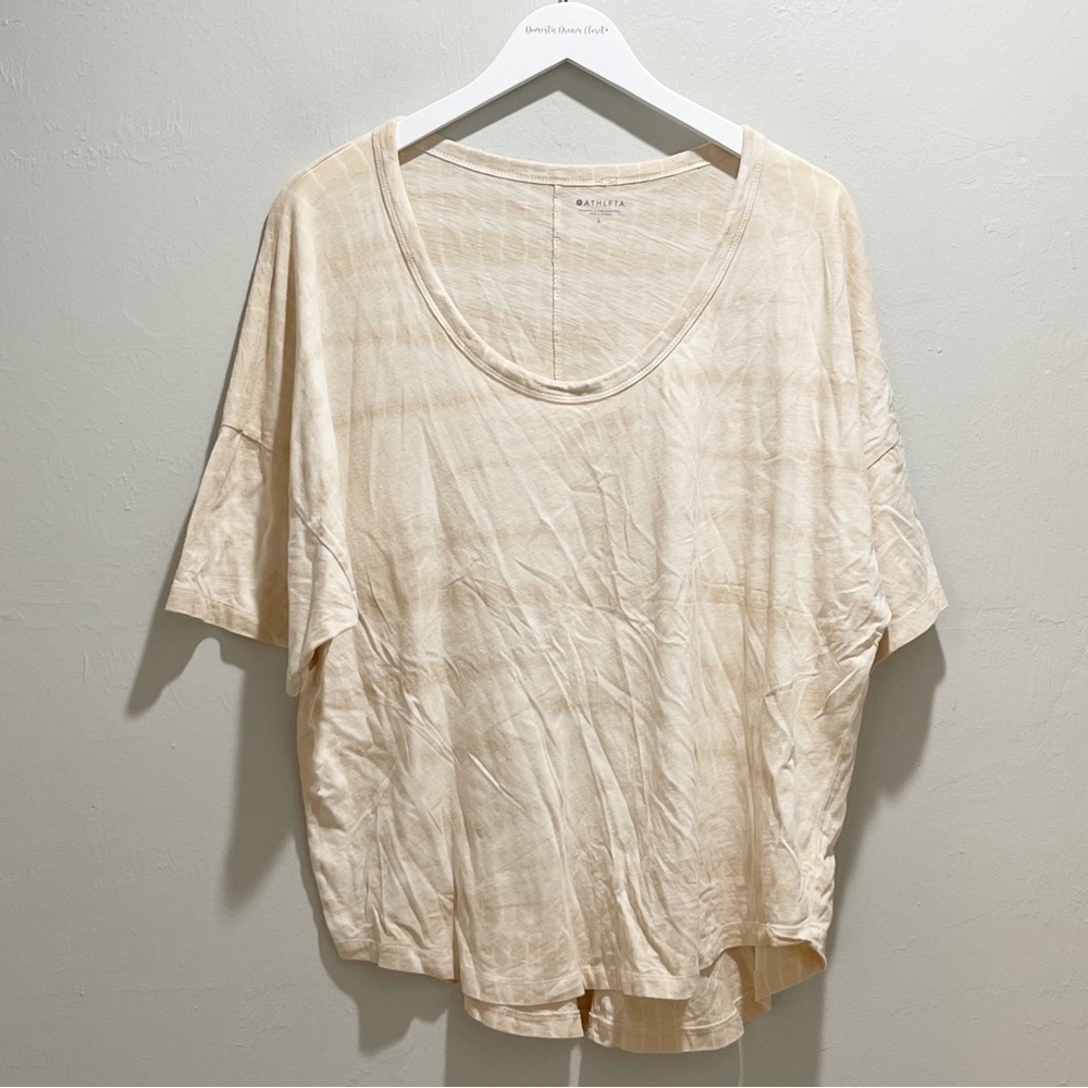 ATHLETA Women’s Beige Chantilly Creme DAILY COMMUTE TEE Dolman Sleeve Size L